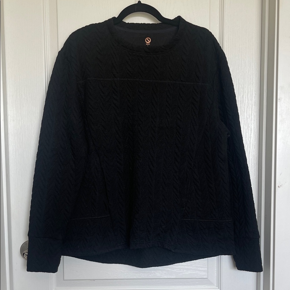 Elegant Black Oversized Crew Neck Sweater